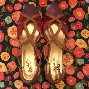 Seychelles multi-colored wedges, size 8.5